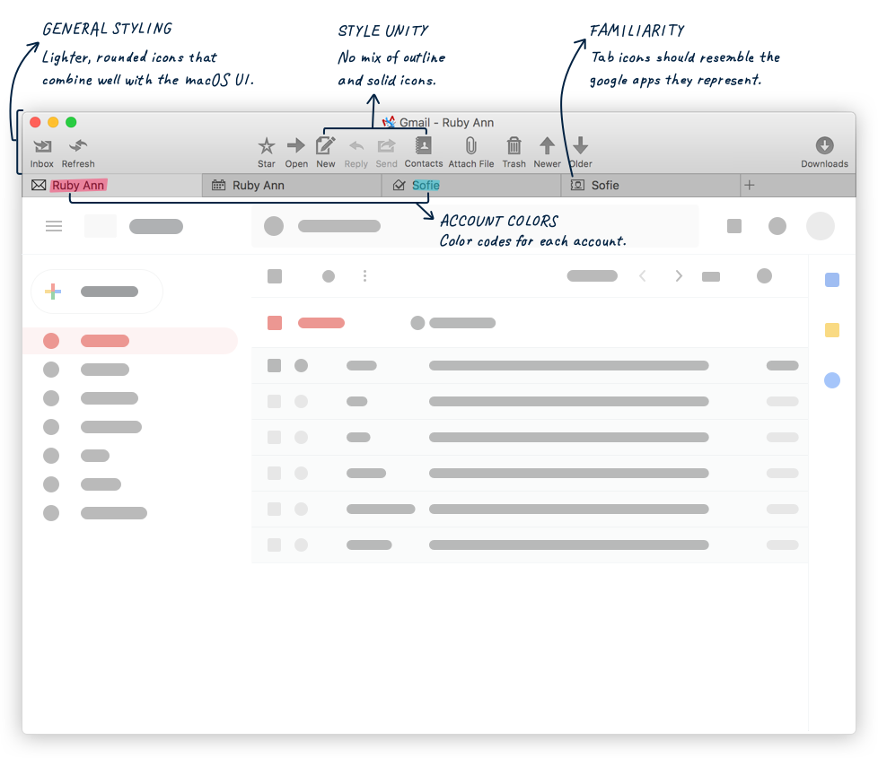 Toolbar and tab design